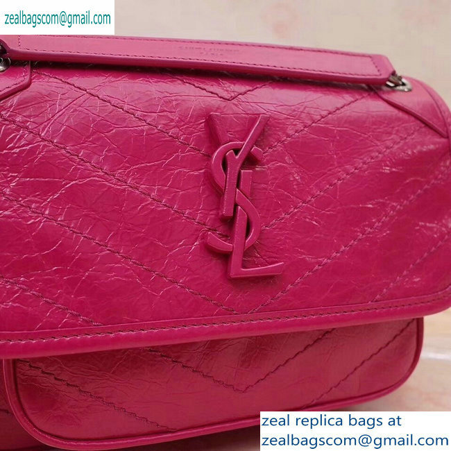 Saint Laurent Niki Baby Bag in Vintage Leather 533037 Fuchsia