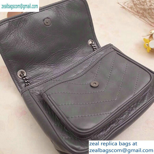 Saint Laurent Niki Baby Bag in Vintage Leather 533037 Gray