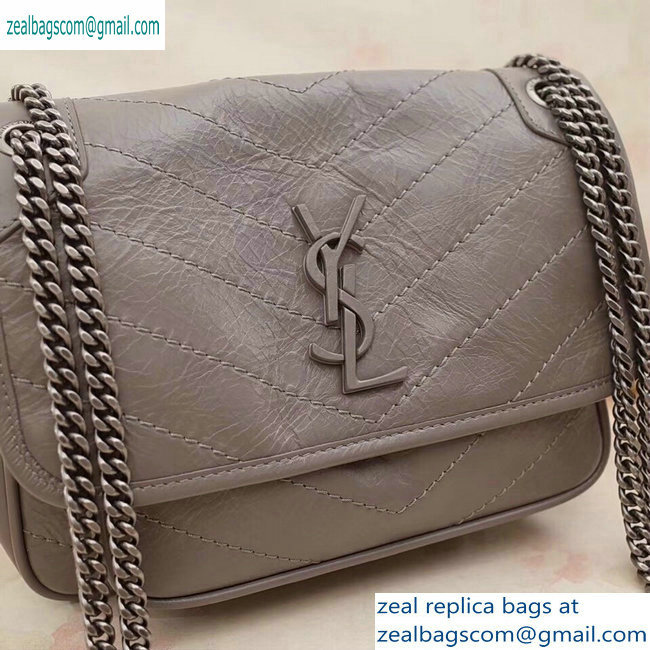 Saint Laurent Niki Baby Bag in Vintage Leather 533037 Light Gray - Click Image to Close