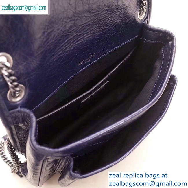 Saint Laurent Niki Baby Bag in Vintage Leather 533037 Navy Blue