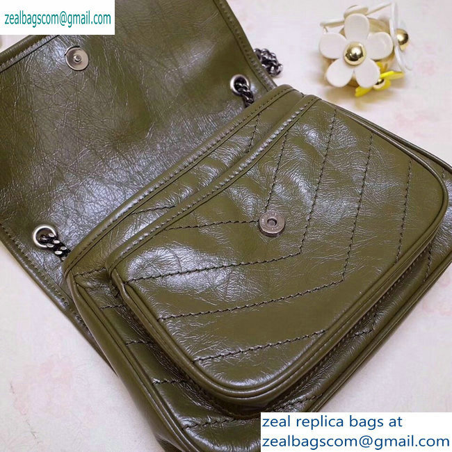 Saint Laurent Niki Baby Bag in Vintage Leather 533037 Olive Green - Click Image to Close