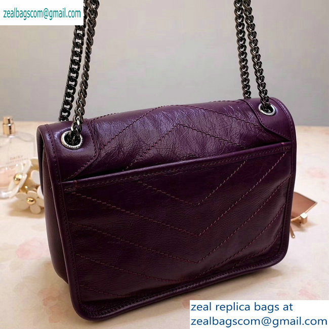 Saint Laurent Niki Baby Bag in Vintage Leather 533037 Purple - Click Image to Close