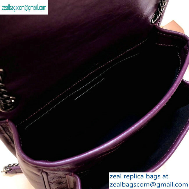 Saint Laurent Niki Baby Bag in Vintage Leather 533037 Purple