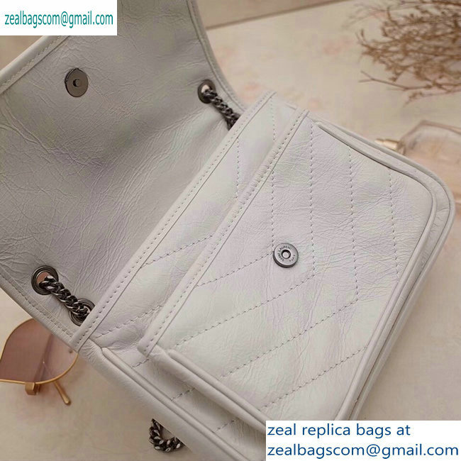 Saint Laurent Niki Baby Bag in Vintage Leather 533037 White