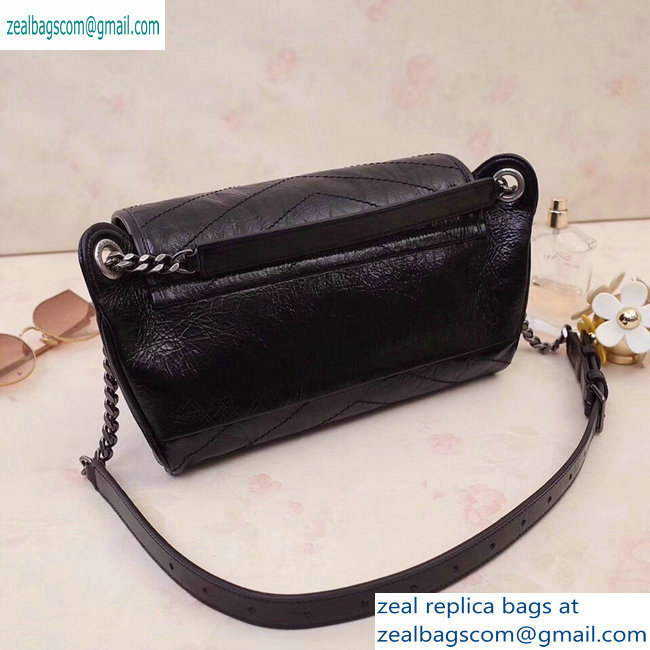 Saint Laurent Niki Body Bag in Crinkled Vintage Leather 577124 Black
