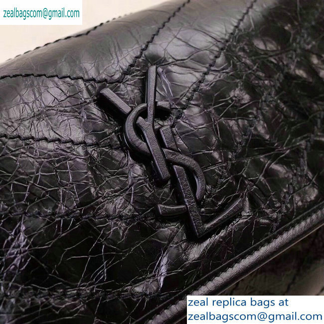 Saint Laurent Niki Body Bag in Crinkled Vintage Leather 577124 Black - Click Image to Close