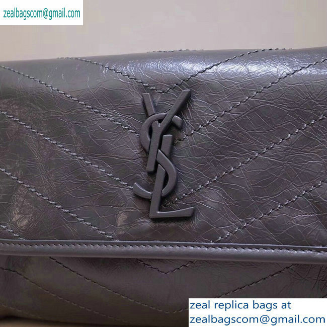 Saint Laurent Niki Body Bag in Crinkled Vintage Leather 577124 Gray