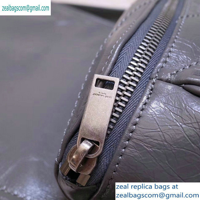 Saint Laurent Niki Body Bag in Crinkled Vintage Leather 577124 Gray