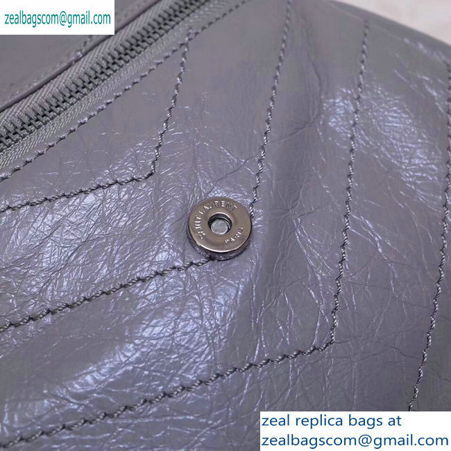Saint Laurent Niki Body Bag in Crinkled Vintage Leather 577124 Light Gray