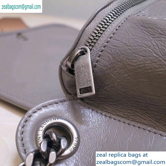 Saint Laurent Niki Body Bag in Crinkled Vintage Leather 577124 Light Gray - Click Image to Close