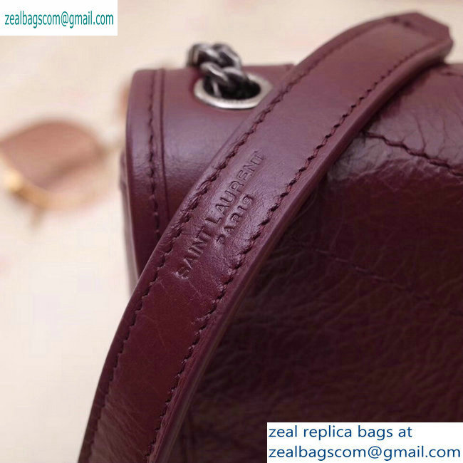 Saint Laurent Niki Chain Wallet Bag in Crinkled Vintage Leather 583103 Burgundy