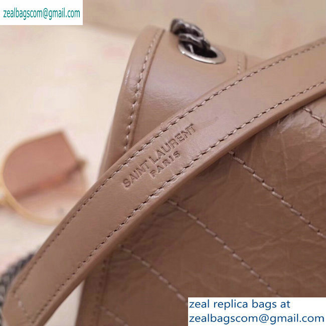 Saint Laurent Niki Chain Wallet Bag in Crinkled Vintage Leather 583103 Dark Beige