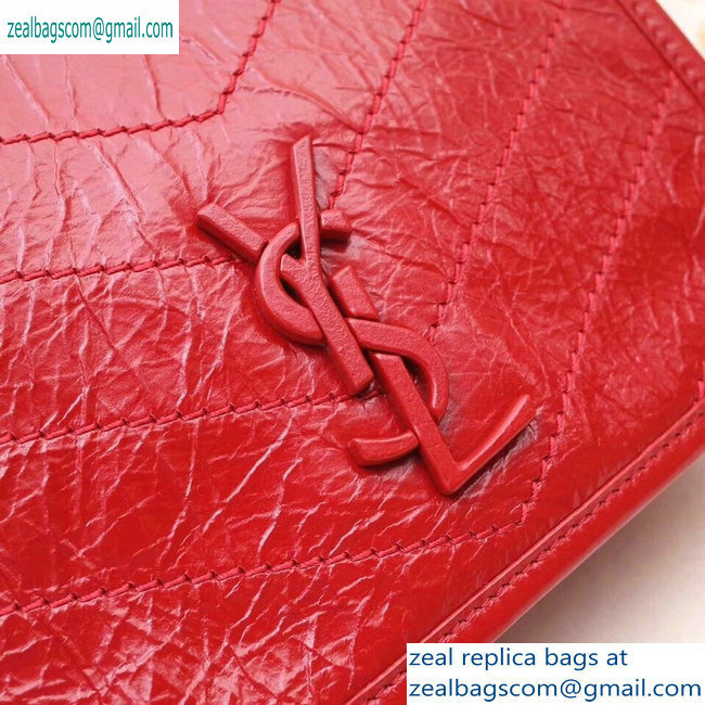 Saint Laurent Niki Chain Wallet Bag in Crinkled Vintage Leather 583103 Red - Click Image to Close