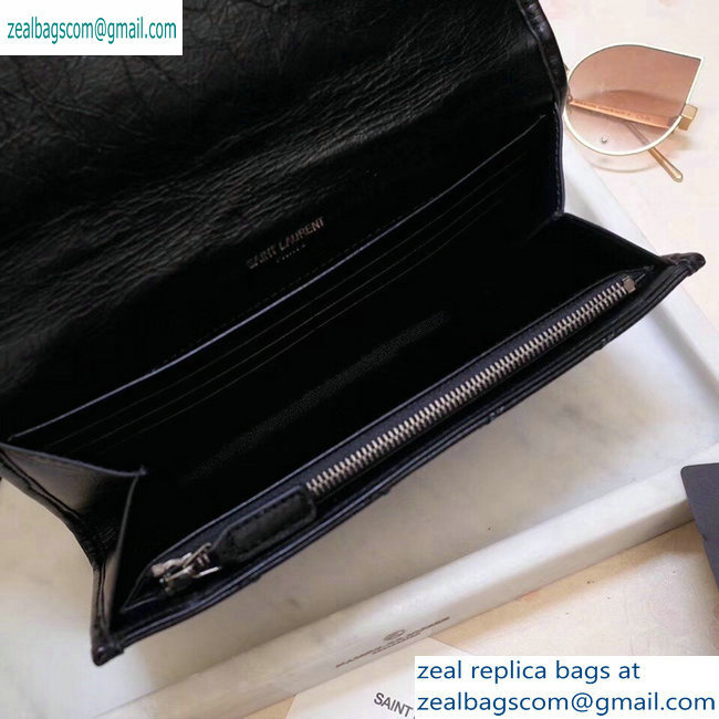 Saint Laurent Niki Large Wallet in Crinkled Vintage Leather 583552 Black
