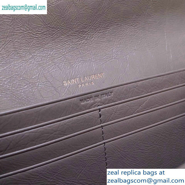 Saint Laurent Niki Large Wallet in Crinkled Vintage Leather 583552 Gray - Click Image to Close