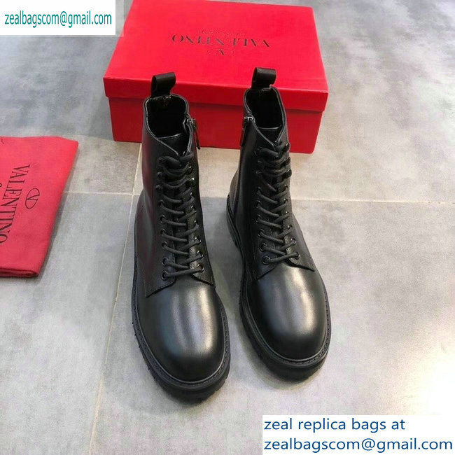 Valentino Lace-ups Combat Ankle Boots Black 2019 - Click Image to Close