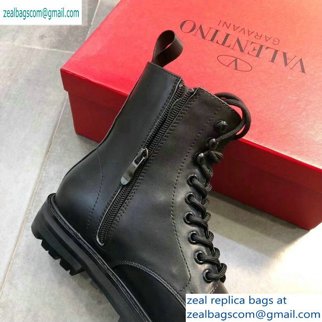 Valentino Lace-ups Combat Ankle Boots Black 2019 - Click Image to Close