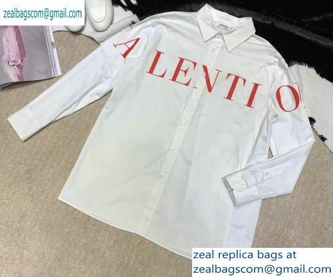 Valentino Red Logo Print Shirt White 2019 - Click Image to Close