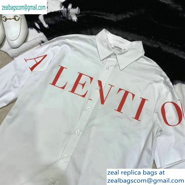 Valentino Red Logo Print Shirt White 2019 - Click Image to Close