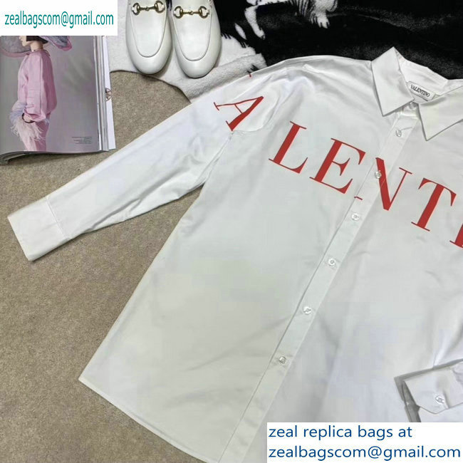 Valentino Red Logo Print Shirt White 2019 - Click Image to Close