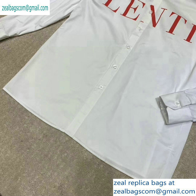 Valentino Red Logo Print Shirt White 2019 - Click Image to Close