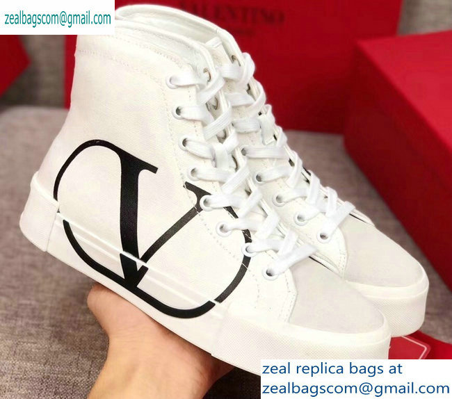 Valentino VLOGO Canvas Tricks High-top Sneakers White 2019