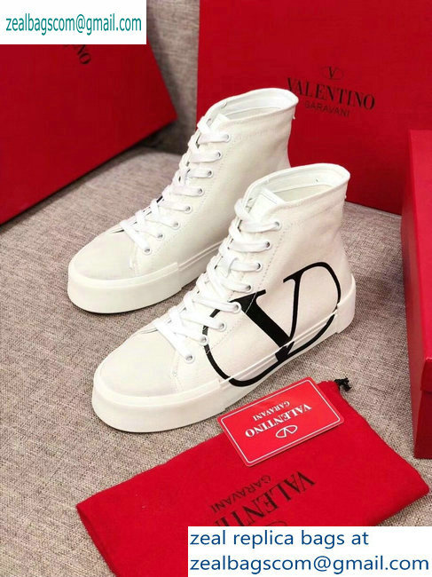Valentino VLOGO Canvas Tricks High-top Sneakers White 2019