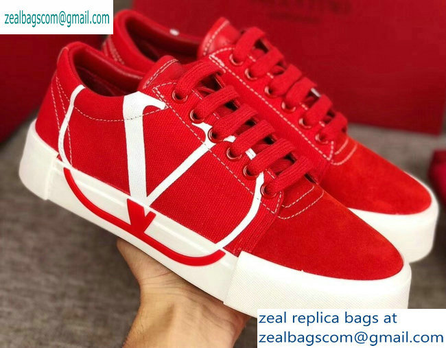 Valentino VLOGO Canvas Tricks Low-top Sneakers Red 2019 - Click Image to Close