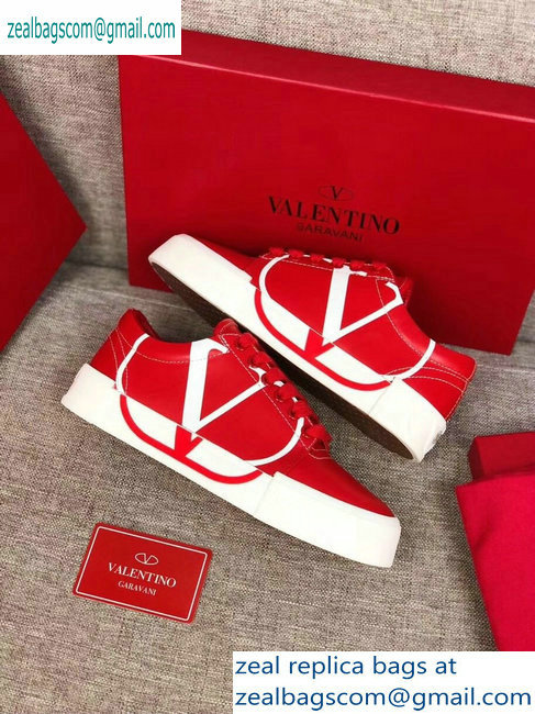 Valentino VLOGO Leather Tricks Low-top Sneakers Red 2019 - Click Image to Close