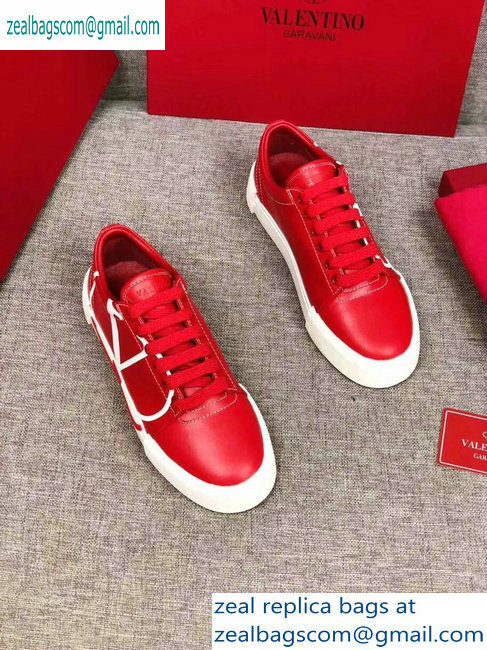 Valentino VLOGO Leather Tricks Low-top Sneakers Red 2019 - Click Image to Close