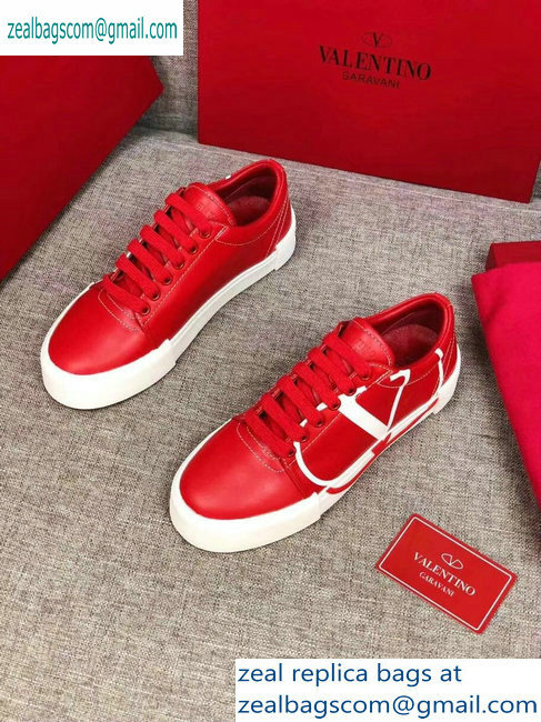 Valentino VLOGO Leather Tricks Low-top Sneakers Red 2019 - Click Image to Close