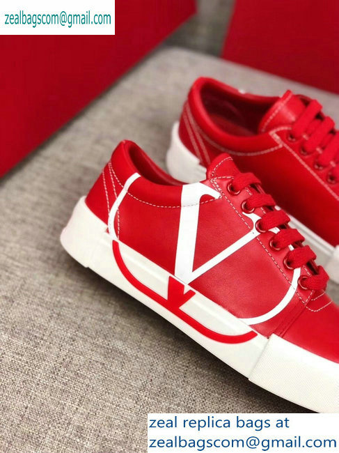 Valentino VLOGO Leather Tricks Low-top Sneakers Red 2019 - Click Image to Close