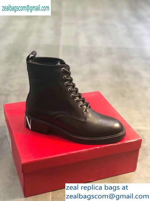 Valentino VLTN Heel Lace-ups Combat Ankle Boots Black 2019