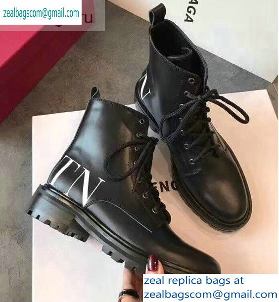 Valentino VLTN Lace-ups Combat Ankle Boots Black 2019 - Click Image to Close