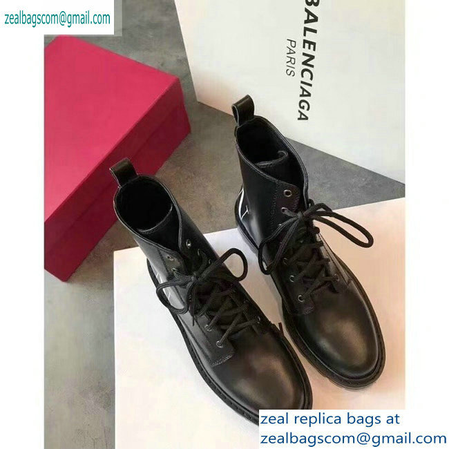 Valentino VLTN Lace-ups Combat Ankle Boots Black 2019 - Click Image to Close