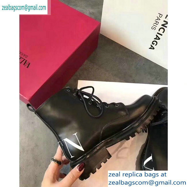 Valentino VLTN Lace-ups Combat Ankle Boots Black 2019 - Click Image to Close