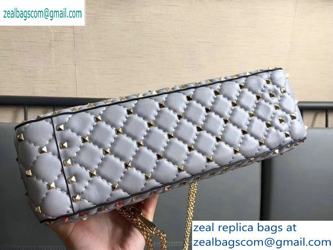Valentino large Rockstud Spike Chain Bag 0123L Gray 2019