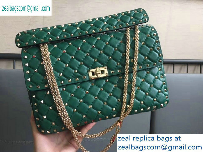 Valentino large Rockstud Spike Chain Bag 0123L Malachite 2019