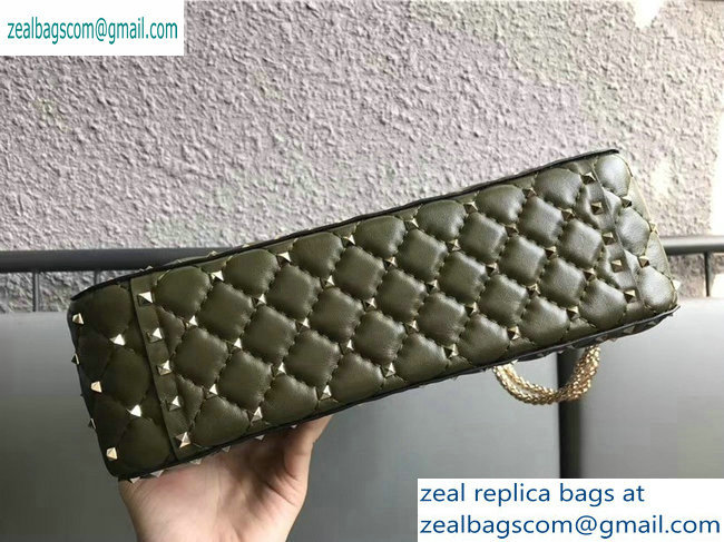 Valentino large Rockstud Spike Chain Bag 0123L army green 2019 - Click Image to Close