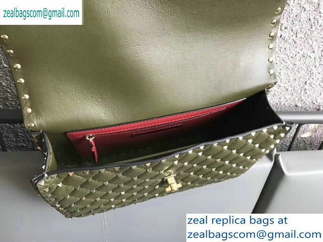Valentino large Rockstud Spike Chain Bag 0123L army green 2019