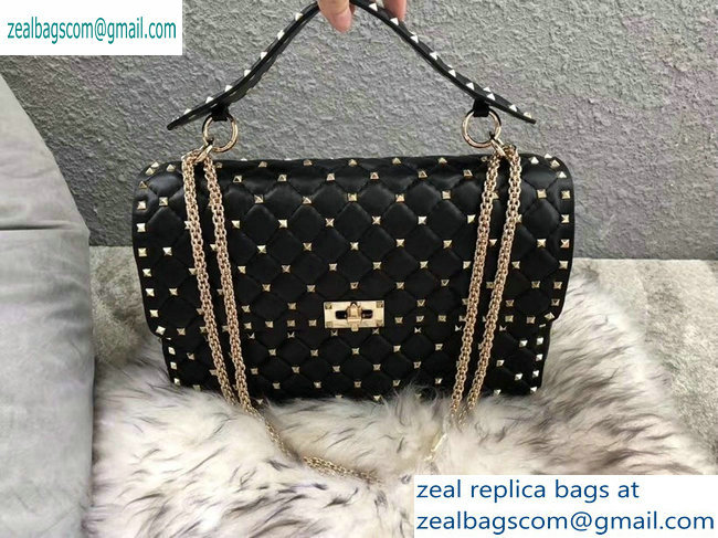 Valentino large Rockstud Spike Chain Bag 0123L black2019