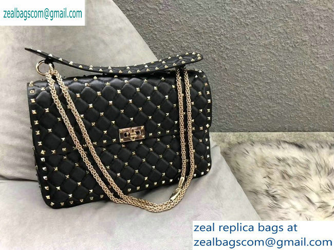 Valentino large Rockstud Spike Chain Bag 0123L black2019