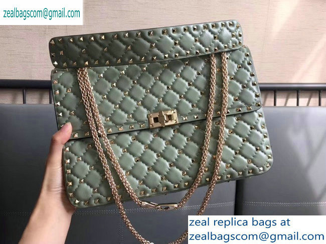 Valentino large Rockstud Spike Chain Bag 0123L green2019 - Click Image to Close