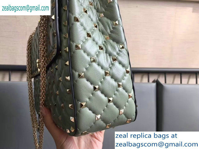 Valentino large Rockstud Spike Chain Bag 0123L green2019 - Click Image to Close
