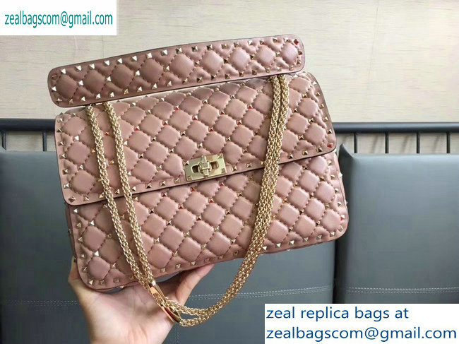 Valentino large Rockstud Spike Chain Bag 0123L nude pink 2019