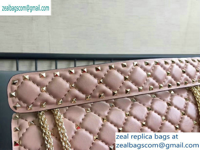 Valentino large Rockstud Spike Chain Bag 0123L nude pink 2019 - Click Image to Close