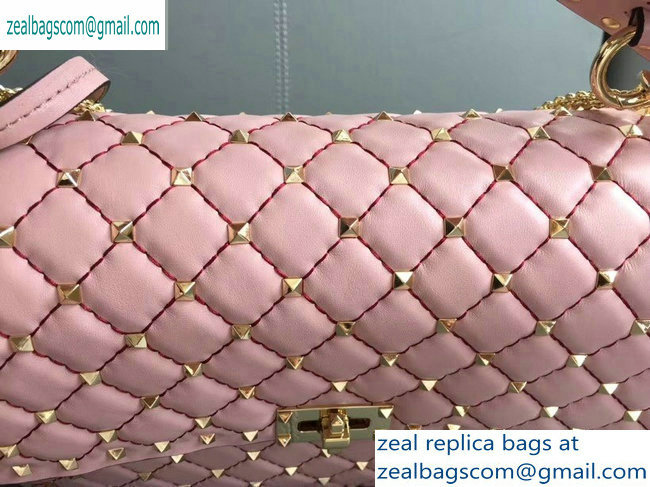 Valentino large Rockstud Spike Chain Bag 0123L pink 2019 - Click Image to Close