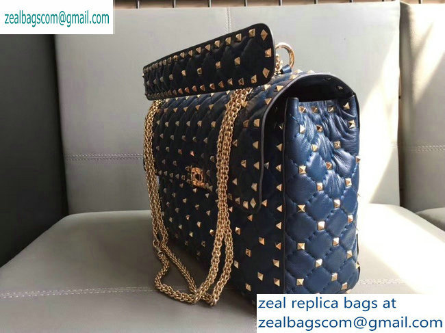 Valentino large Rockstud Spike Chain Bag 0123L royal blue2019