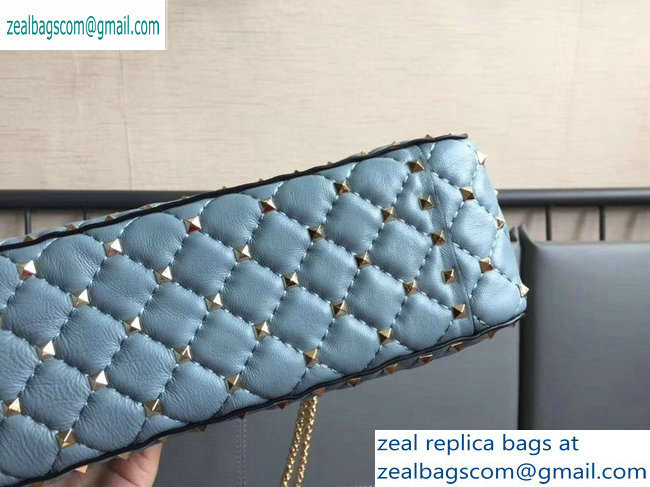 Valentino large Rockstud Spike Chain Bag 0123L sky blue 2019 - Click Image to Close