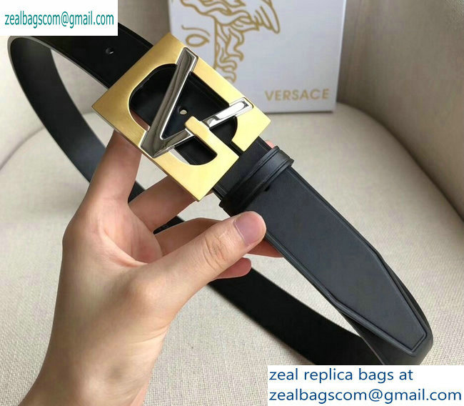 Versace Width 3.2cm Belt Black/Gold With V Buckle - Click Image to Close